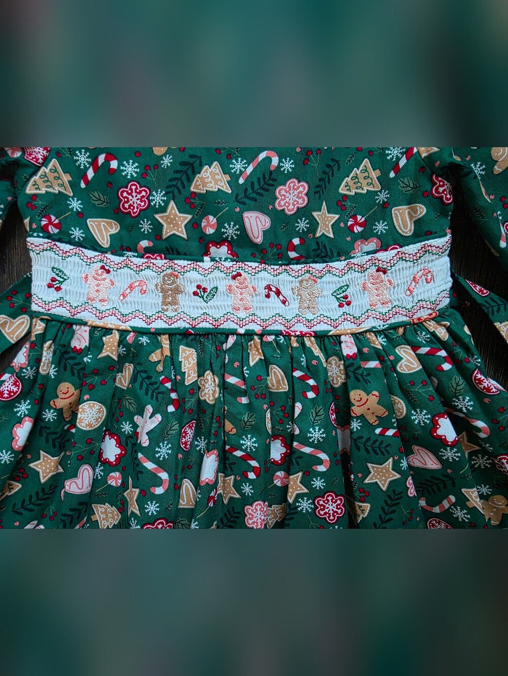 Bonnie Jean Gingerbread Smocking Dress - Picture 8 of 14